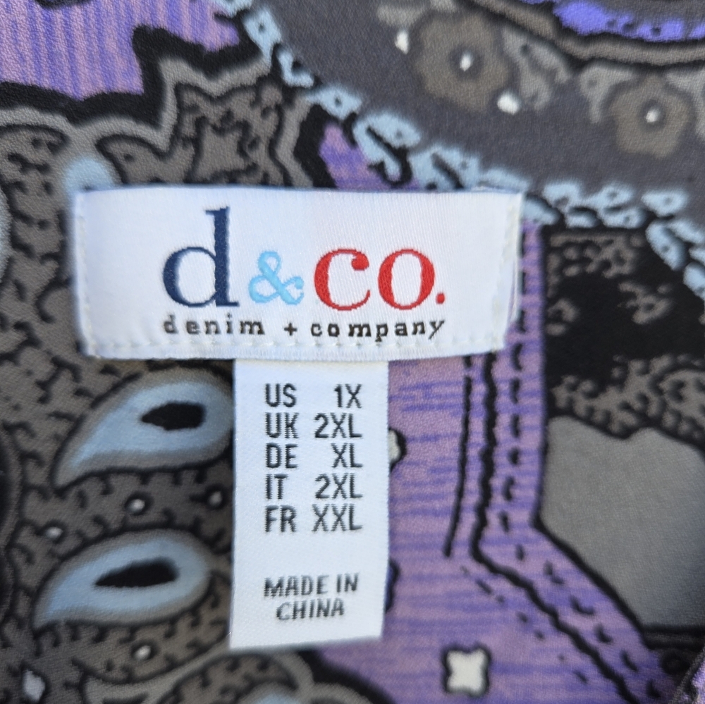D& Co Purple and Gray  Blouse - Picture 4 of 7